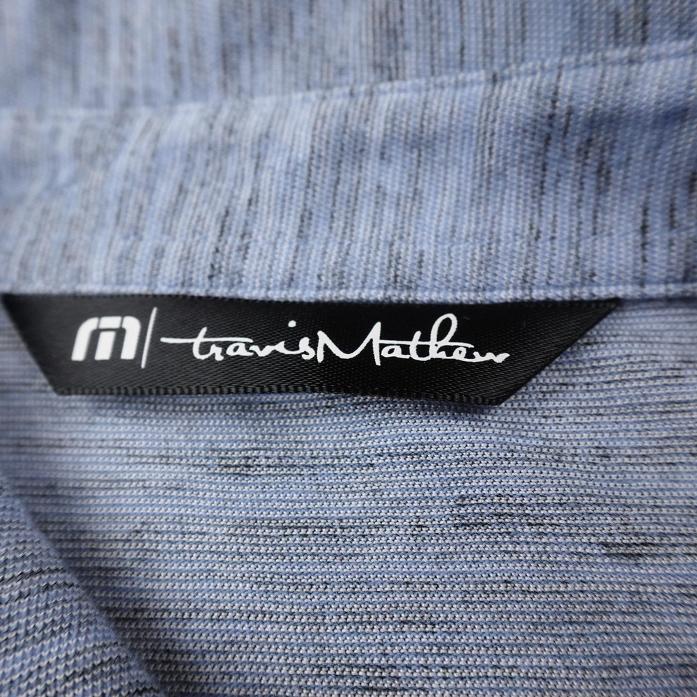Travis Mathew Polo Shirt Mens XL Blue Heather Golf Performance Short Sleeve Knit - Picture 5 of 12